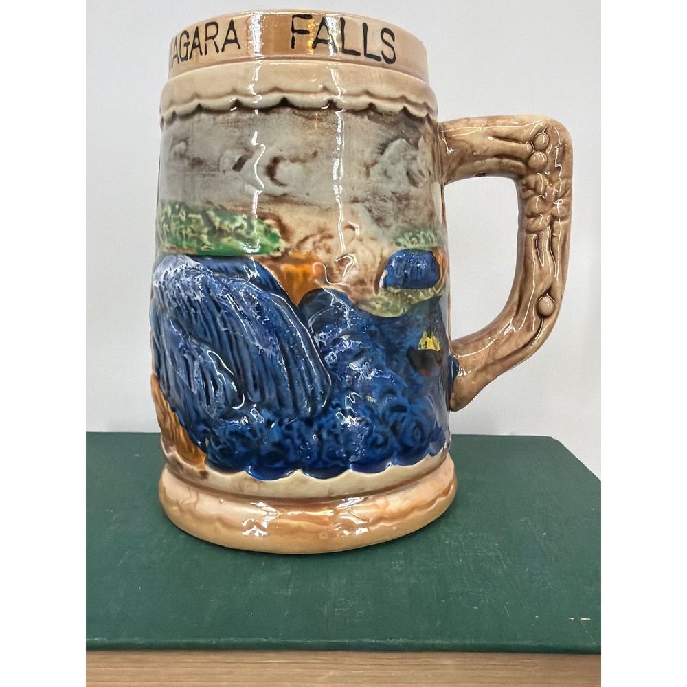 Vintage Niagara Falls Ceramic Beer Stein Embossed Relief Souvenir Mug Japan